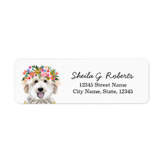 GoldenDoodle Flower Crown Return Address Label