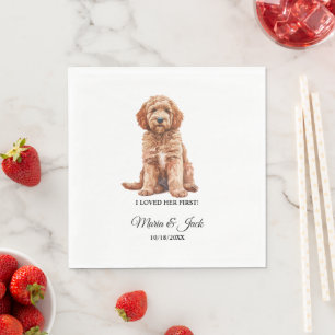 Goldendoodle Full Colour Pet Wedding Napkin