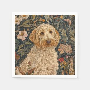 Goldendoodle Garden Tapestry Birthday Party Napkin