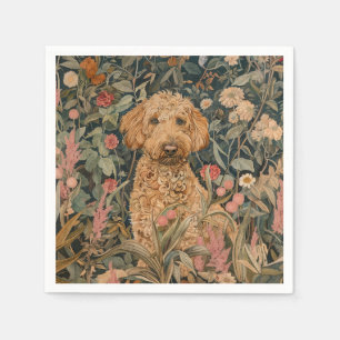 Goldendoodle Garden Tapestry Birthday Party Napkin