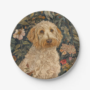 Goldendoodle Garden Tapestry Birthday Party Paper Plate