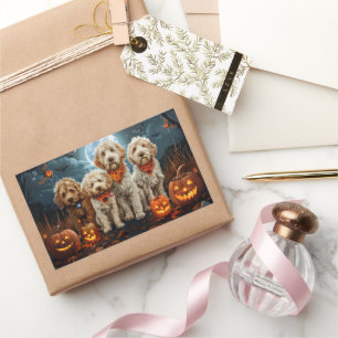Goldendoodle Halloween Spooky  Rectangular Sticker