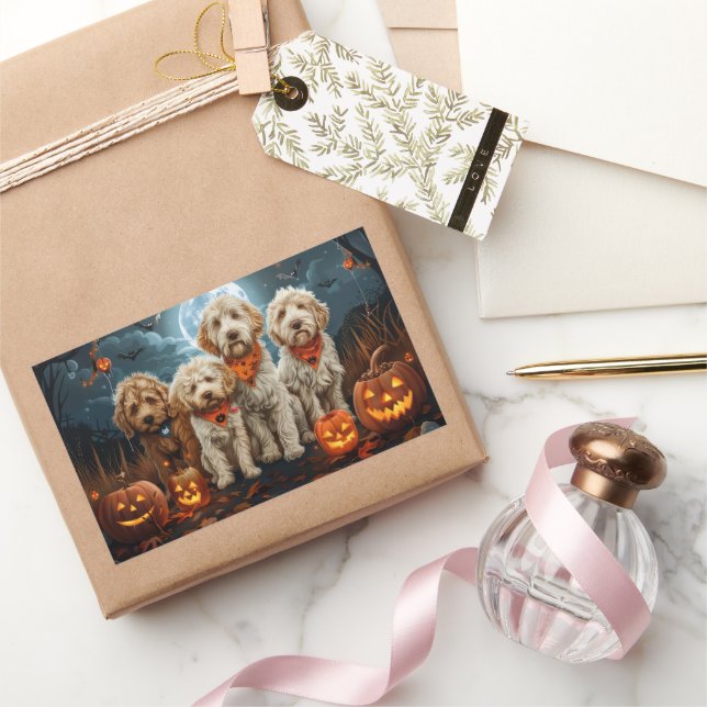 Goldendoodle Halloween Spooky  Rectangular Sticker (Gifting)