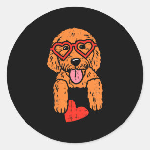 Goldendoodle Heart Pocket Cute Valentines Day Dog Classic Round Sticker
