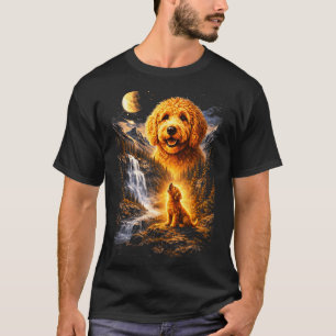 Goldendoodle Howling To The Moon Vintage 90s Funny T-Shirt