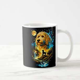 Goldendoodle howling to the moon vintage funny coffee mug