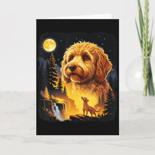 Goldendoodle Howling To The Moon Vintage Funny Gol Card