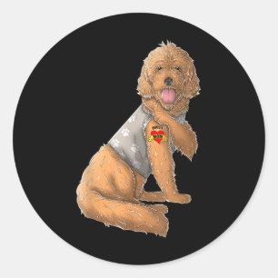 Goldendoodle I Love Mum Tattoo Dog Funny Mothers D Classic Round Sticker