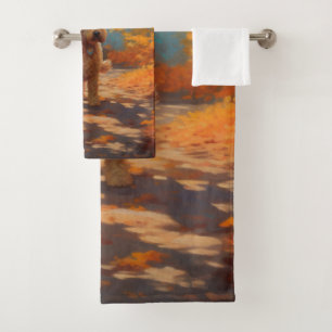 Goldendoodle in Autumn Leaves Fall Inspire Bath Towel Set