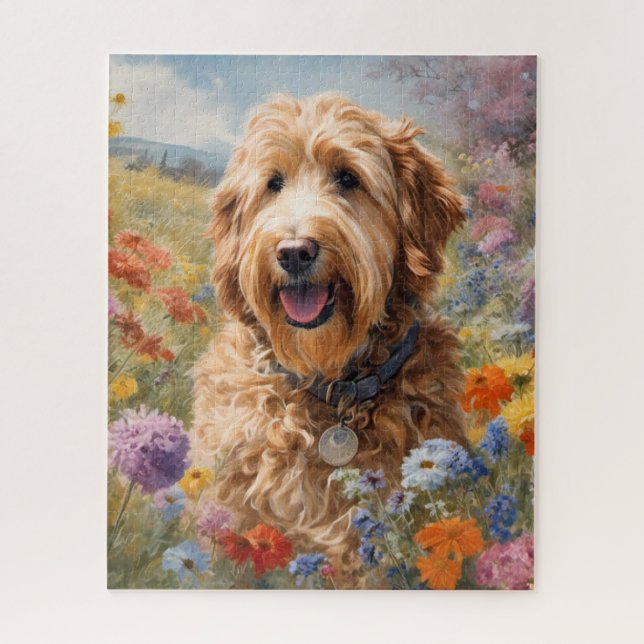 Goldendoodle in Bloom Jigsaw Puzzle (Vertical)