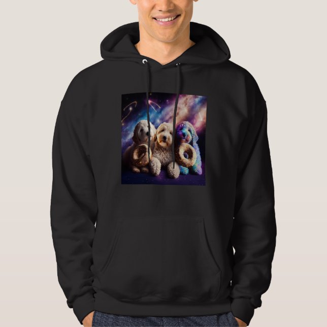 Goldendoodle In Space With Donuts Cute Doodle Boys Hoodie (Front)