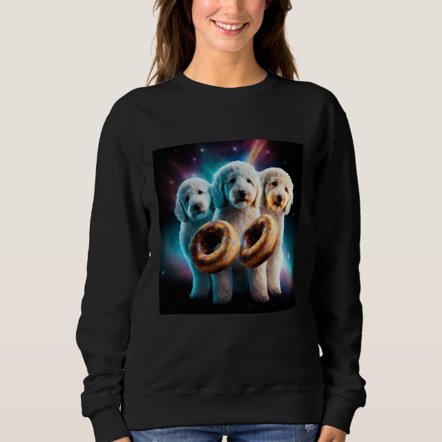 Goldendoodle In Space With Donuts Cute Doodle Boys Sweatshirt (Front)