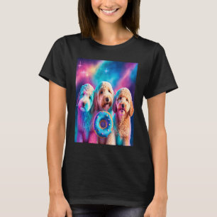 Goldendoodle In Space With Doughnuts Cute Doodle B T-Shirt