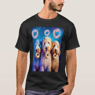 Goldendoodle In Space With Doughnuts Cute Doodle B T-Shirt