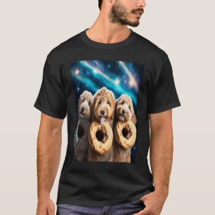 Goldendoodle In Space With Doughnuts Cute Doodle B T-Shirt