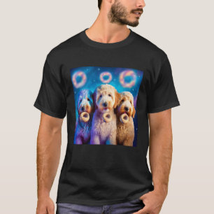 Goldendoodle In Space With Doughnuts Cute Doodle B T-Shirt