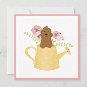 Goldendoodle In Watering Can Card