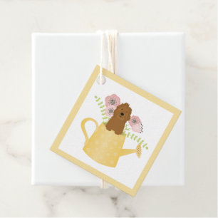 Goldendoodle In Watering Can Yellow Favour Tags
