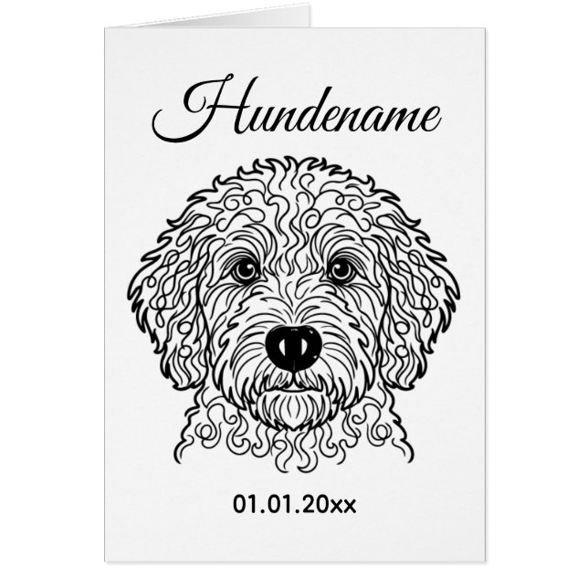 Goldendoodle Minimalist Line Art Personalized card (Front)