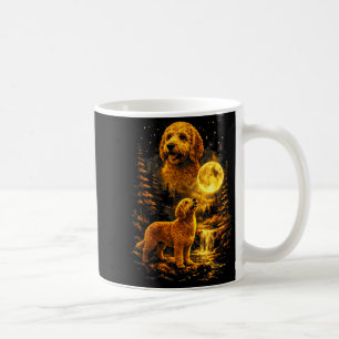 Goldendoodle Moonlit Night Art Dog Howling At The Coffee Mug