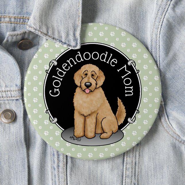 Goldendoodle Mum Doodle Mum (golden red) Dog mum 6 Cm Round Badge (In Situ)
