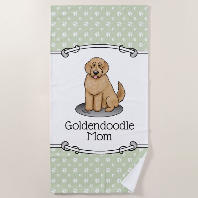 Goldendoodle Mum Doodle Mum (golden red) Dog mum Beach Towel (Front)