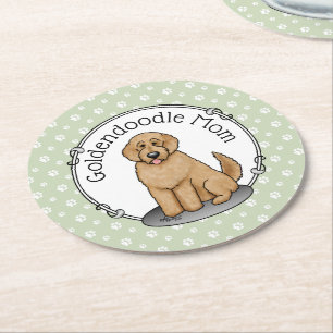 Goldendoodle Mum Doodle Mum (golden red) Dog mum Round Paper Coaster