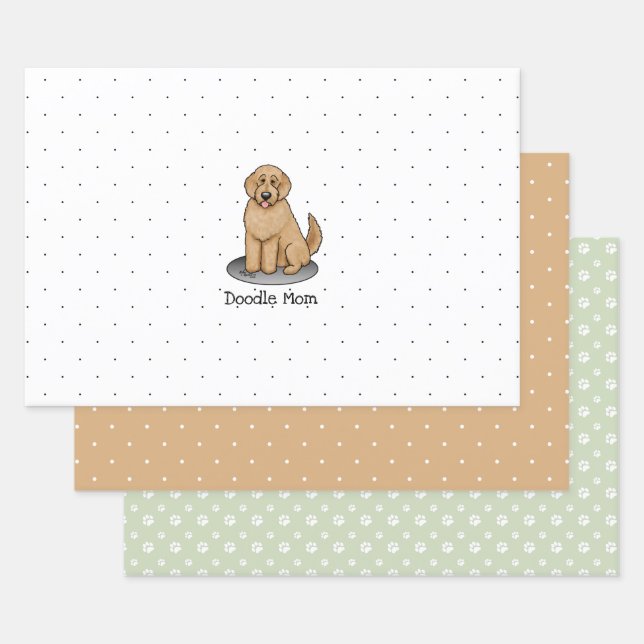 Goldendoodle Mum Doodle Mum (golden red) Dog mum Wrapping Paper Sheet (Set)