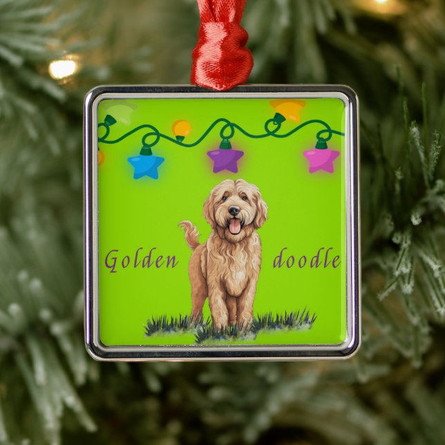 Goldendoodle Ornament on Green (Tree)