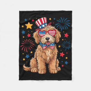 Goldendoodle Patriotic 4th Of July Golden Doodle D Fleece Blanket