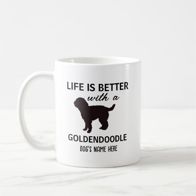 Goldendoodle Personalised Life is Better Coffee Mug (Left)