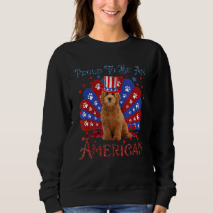 Goldendoodle Proud To Be An American Usa Flag 4th Sweatshirt