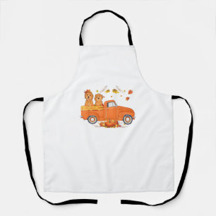 Goldendoodle Pumpkin Truck Fall Leaf Thanksgiving  Apron