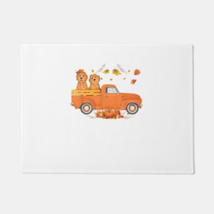 Goldendoodle Pumpkin Truck Fall Leaf Thanksgiving Doormat