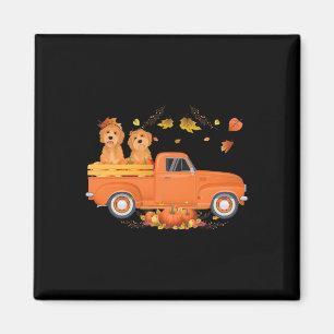 Goldendoodle Pumpkin Truck Fall Leaf Thanksgiving Magnet