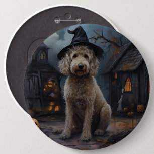 Goldendoodle Pumpkins Halloween Scary 6 Cm Round Badge