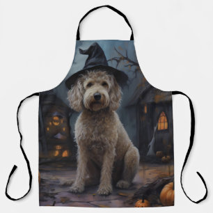 Goldendoodle Pumpkins Halloween Scary Apron
