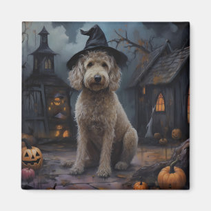 Goldendoodle Pumpkins Halloween Scary Magnet