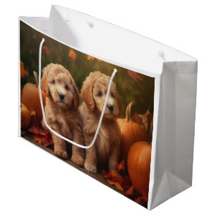 Goldendoodle Puppy Autumn Delight Pumpkin  Large Gift Bag