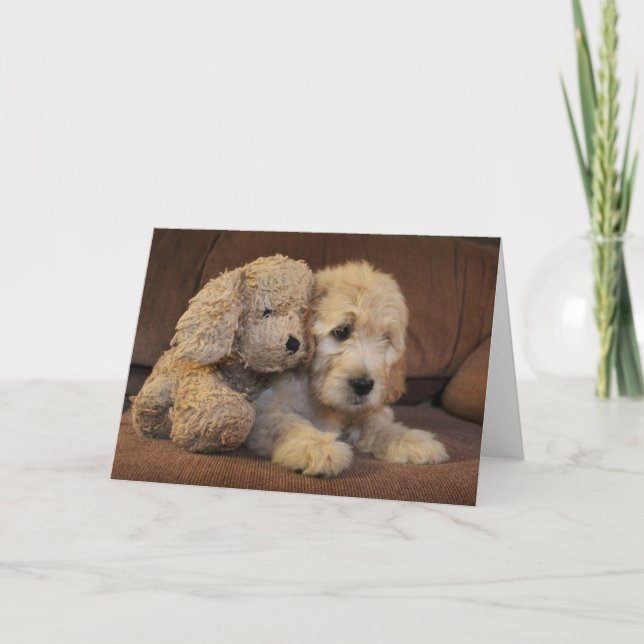 Goldendoodle Puppy Greeting Card (Front)