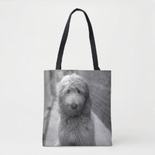 Goldendoodle Puppy In Backyard Tote Bag