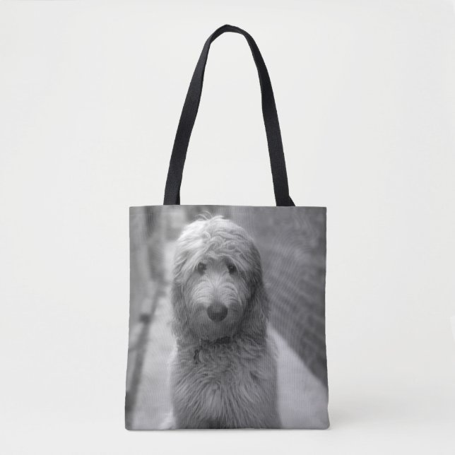 Goldendoodle Puppy In Backyard Tote Bag (Front)