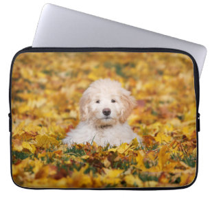 Goldendoodle Puppy In Fall Leaves Laptop Sleeve
