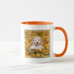 Goldendoodle Puppy In Fall Leaves Mug