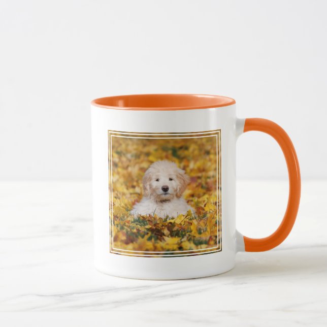 Goldendoodle Puppy In Fall Leaves Mug (Right)