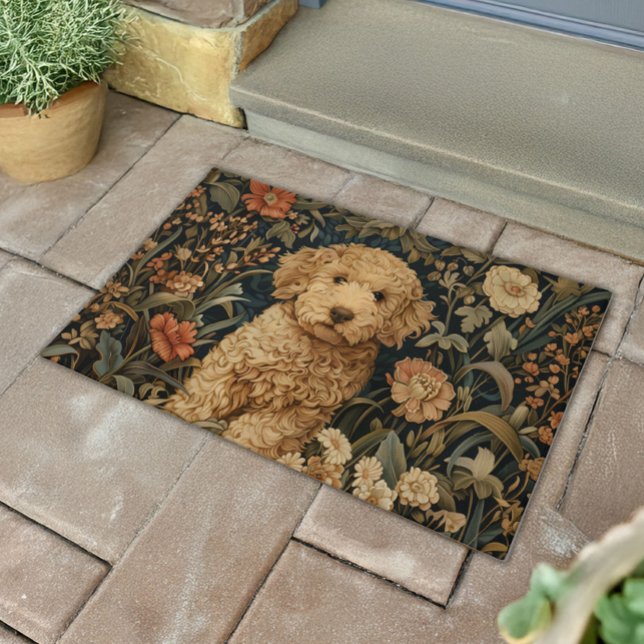 Goldendoodle Puppy in William Morris Style Garden Doormat (Creator Uploaded)