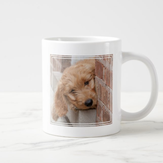 Goldendoodle Puppy Peeking Large Coffee Mug (Right)