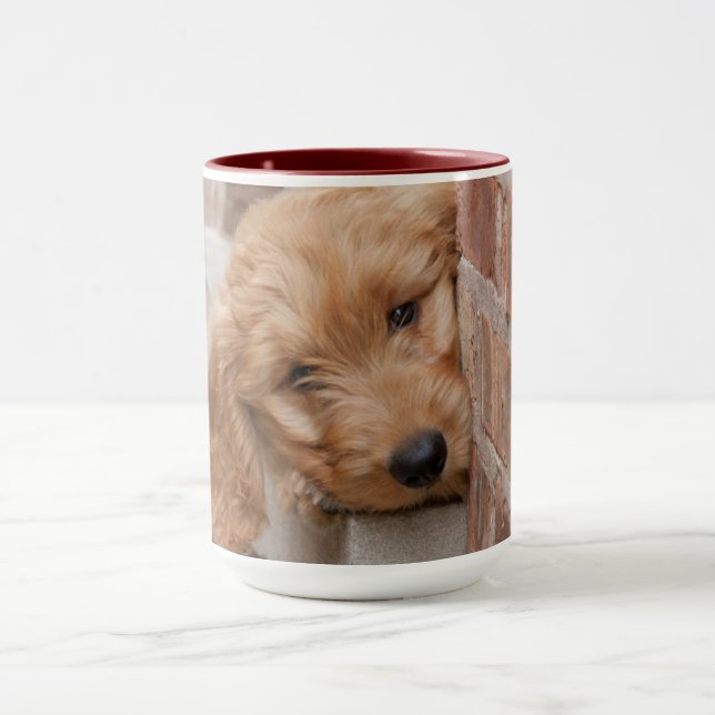 Goldendoodle Puppy Peeking Mug (Center)