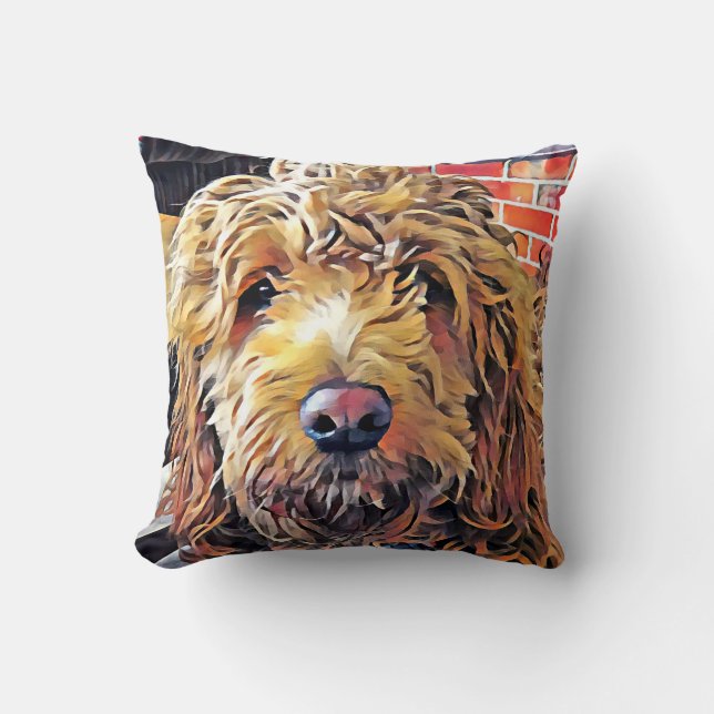 Goldendoodle puppy pillow (Front)