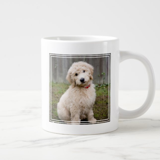 Goldendoodle Puppy Sits In Grass Large Coffee Mug (Right)
